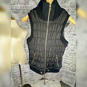 Calvin Klein Black Puffer Vest with Gold Zipper